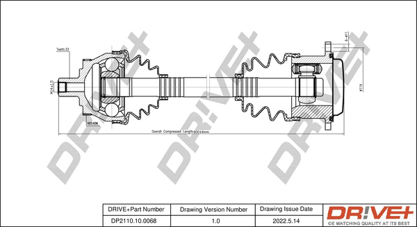 Drive Shaft - DP2110.10.0068 Dr!ve+