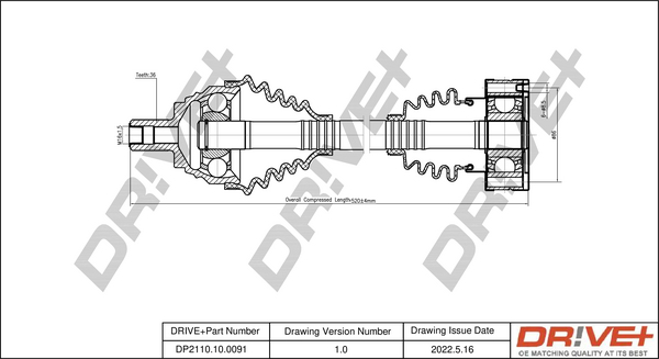 Albero motore/Semiasse - DP2110.10.0091 Dr!ve+