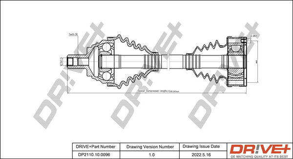 Drive Shaft - DP2110.10.0096 Dr!ve+