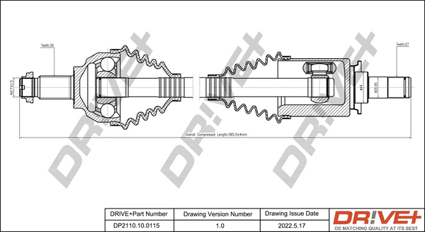 Drive Shaft - DP2110.10.0115 Dr!ve+