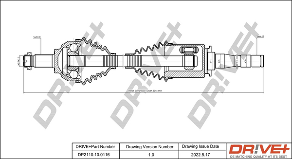 Drive Shaft - DP2110.10.0116 Dr!ve+