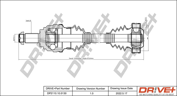 Drive Shaft - DP2110.10.0130 Dr!ve+