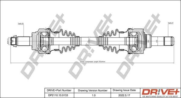 Drive Shaft - DP2110.10.0133 Dr!ve+