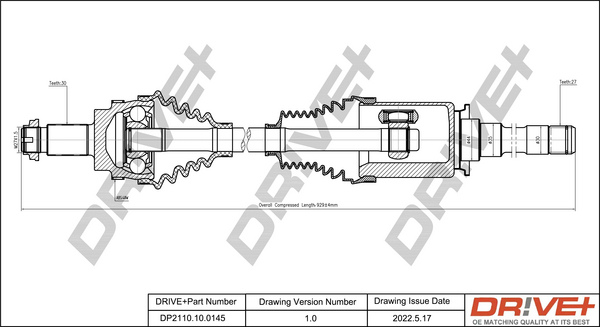 Drive Shaft - DP2110.10.0145 Dr!ve+