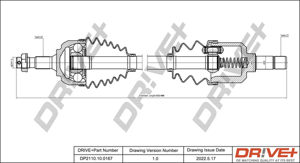 Drive Shaft - DP2110.10.0167 Dr!ve+