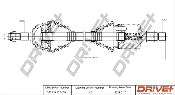 Albero motore/Semiasse - DP2110.10.0169 Dr!ve+