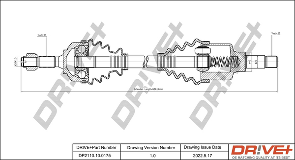 Drive Shaft - DP2110.10.0175 Dr!ve+