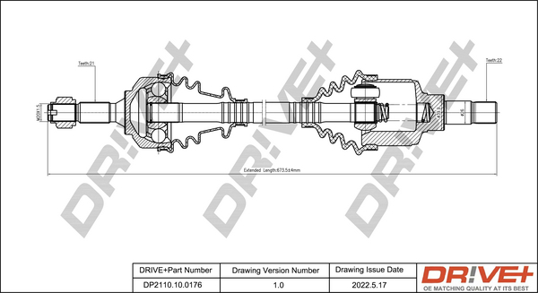 Albero motore/Semiasse - DP2110.10.0176 Dr!ve+