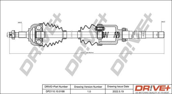 Drive Shaft - DP2110.10.0188 Dr!ve+
