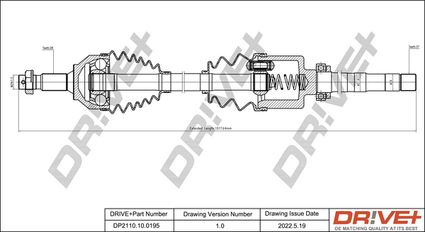 Albero motore/Semiasse - DP2110.10.0195 Dr!ve+