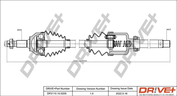 Drive Shaft - DP2110.10.0205 Dr!ve+
