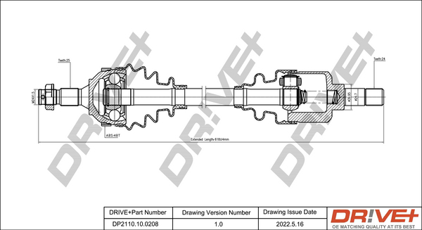 Antriebswelle - DP2110.10.0208 Dr!ve+