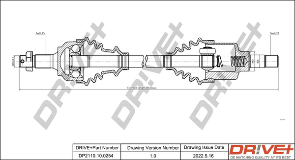Drive Shaft - DP2110.10.0254 Dr!ve+