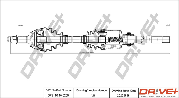 Albero motore/Semiasse - DP2110.10.0260 Dr!ve+