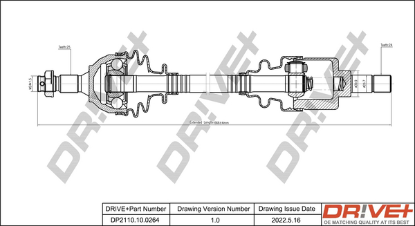 Albero motore/Semiasse - DP2110.10.0264 Dr!ve+