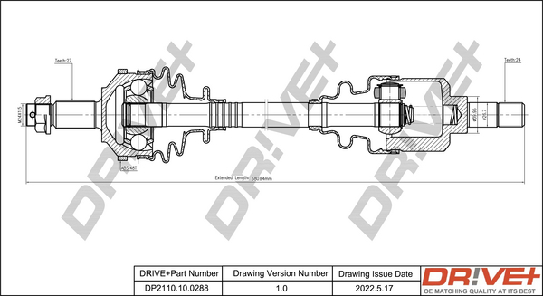 Drive Shaft - DP2110.10.0288 Dr!ve+