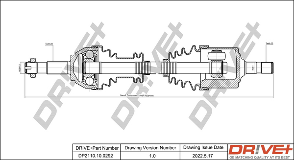 Drive Shaft - DP2110.10.0292 Dr!ve+
