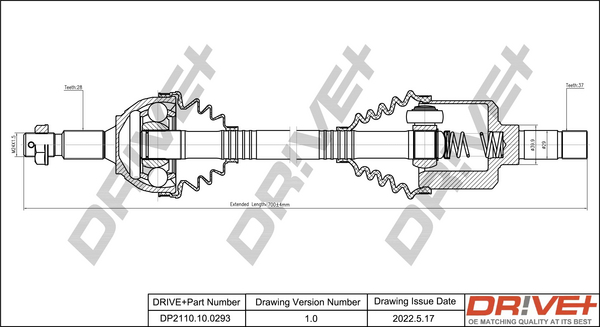 Drive Shaft - DP2110.10.0293 Dr!ve+