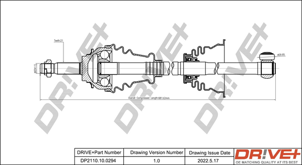 Drive Shaft - DP2110.10.0294 Dr!ve+