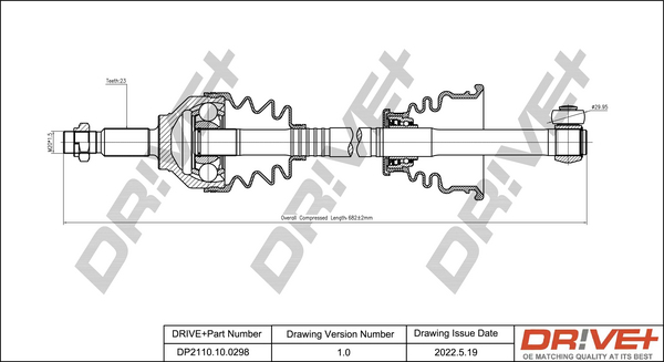 Albero motore/Semiasse - DP2110.10.0298 Dr!ve+