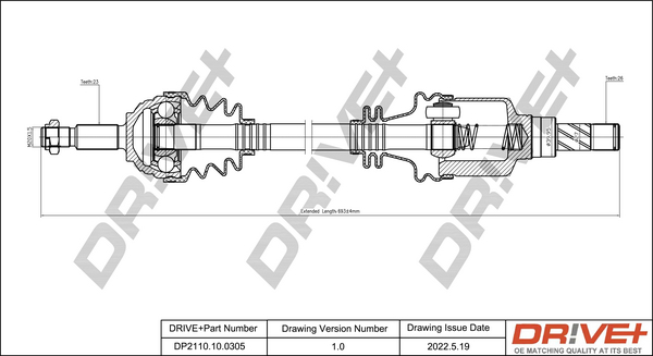 Drive Shaft - DP2110.10.0305 Dr!ve+