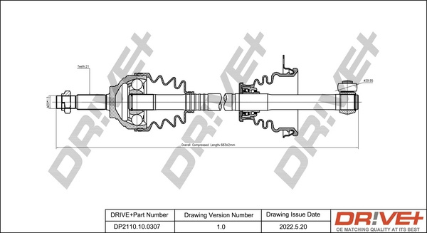 Albero motore/Semiasse - DP2110.10.0307 Dr!ve+