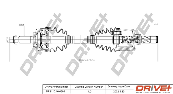 Drive Shaft - DP2110.10.0308 Dr!ve+