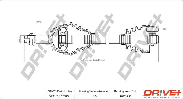 Albero motore/Semiasse - DP2110.10.0323 Dr!ve+