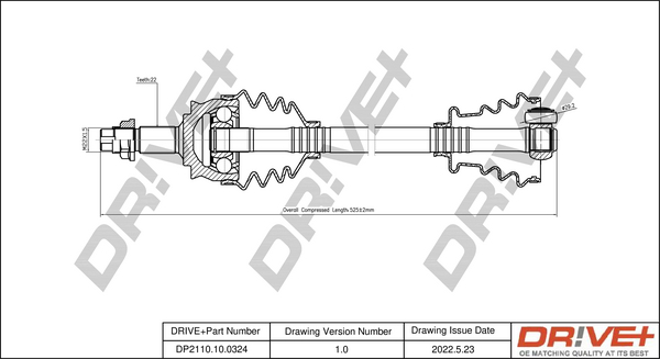 Albero motore/Semiasse - DP2110.10.0324 Dr!ve+