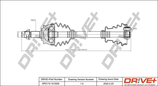 Albero motore/Semiasse - DP2110.10.0325 Dr!ve+