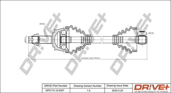 Drive Shaft - DP2110.10.0327 Dr!ve+
