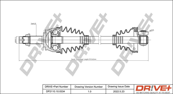Drive Shaft - DP2110.10.0334 Dr!ve+