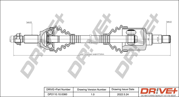 Drive Shaft - DP2110.10.0360 Dr!ve+