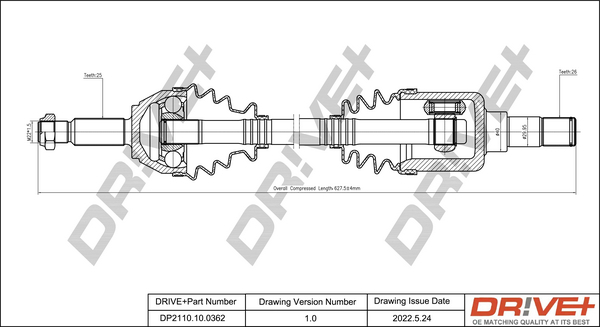 Albero motore/Semiasse - DP2110.10.0362 Dr!ve+