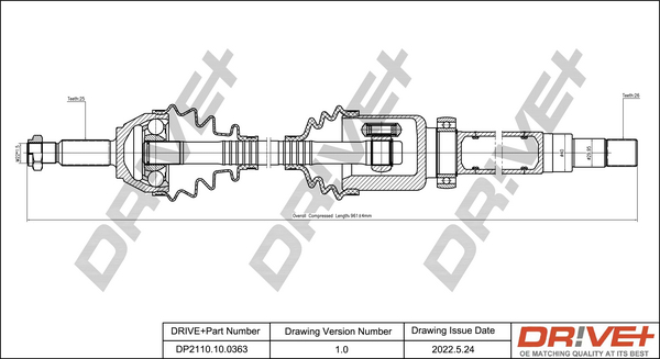 Albero motore/Semiasse - DP2110.10.0363 Dr!ve+