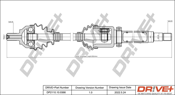 Drive Shaft - DP2110.10.0366 Dr!ve+