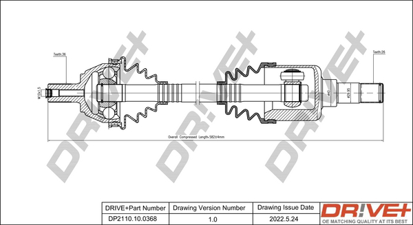 Drive Shaft - DP2110.10.0368 Dr!ve+