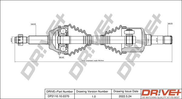 Drive Shaft - DP2110.10.0370 Dr!ve+