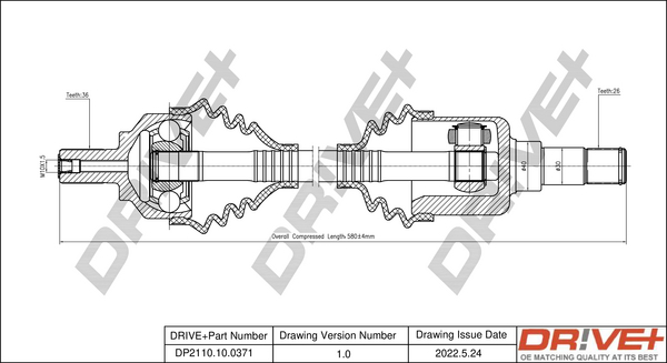 Albero motore/Semiasse - DP2110.10.0371 Dr!ve+