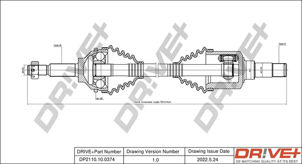 Albero motore/Semiasse - DP2110.10.0374 Dr!ve+