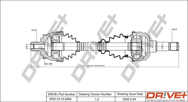 Albero motore/Semiasse - DP2110.10.0384 Dr!ve+