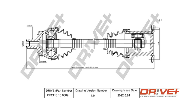 Drive Shaft - DP2110.10.0389 Dr!ve+