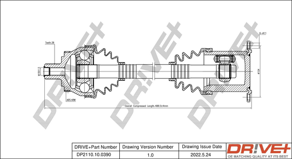 Albero motore/Semiasse - DP2110.10.0390 Dr!ve+