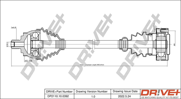 Albero motore/Semiasse - DP2110.10.0392 Dr!ve+
