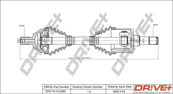 Drive Shaft - DP2110.10.0393 Dr!ve+