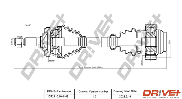 Albero motore/Semiasse - DP2110.10.0409 Dr!ve+