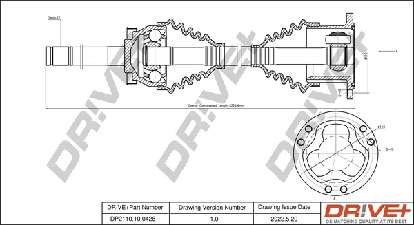 Albero motore/Semiasse - DP2110.10.0428 Dr!ve+