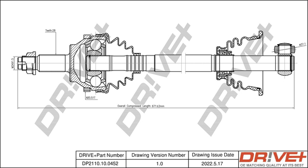 Albero motore/Semiasse - DP2110.10.0452 Dr!ve+