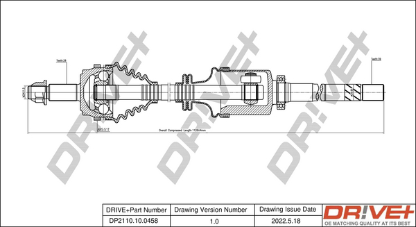 Drive Shaft - DP2110.10.0458 Dr!ve+