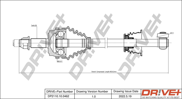 Drive Shaft - DP2110.10.0462 Dr!ve+